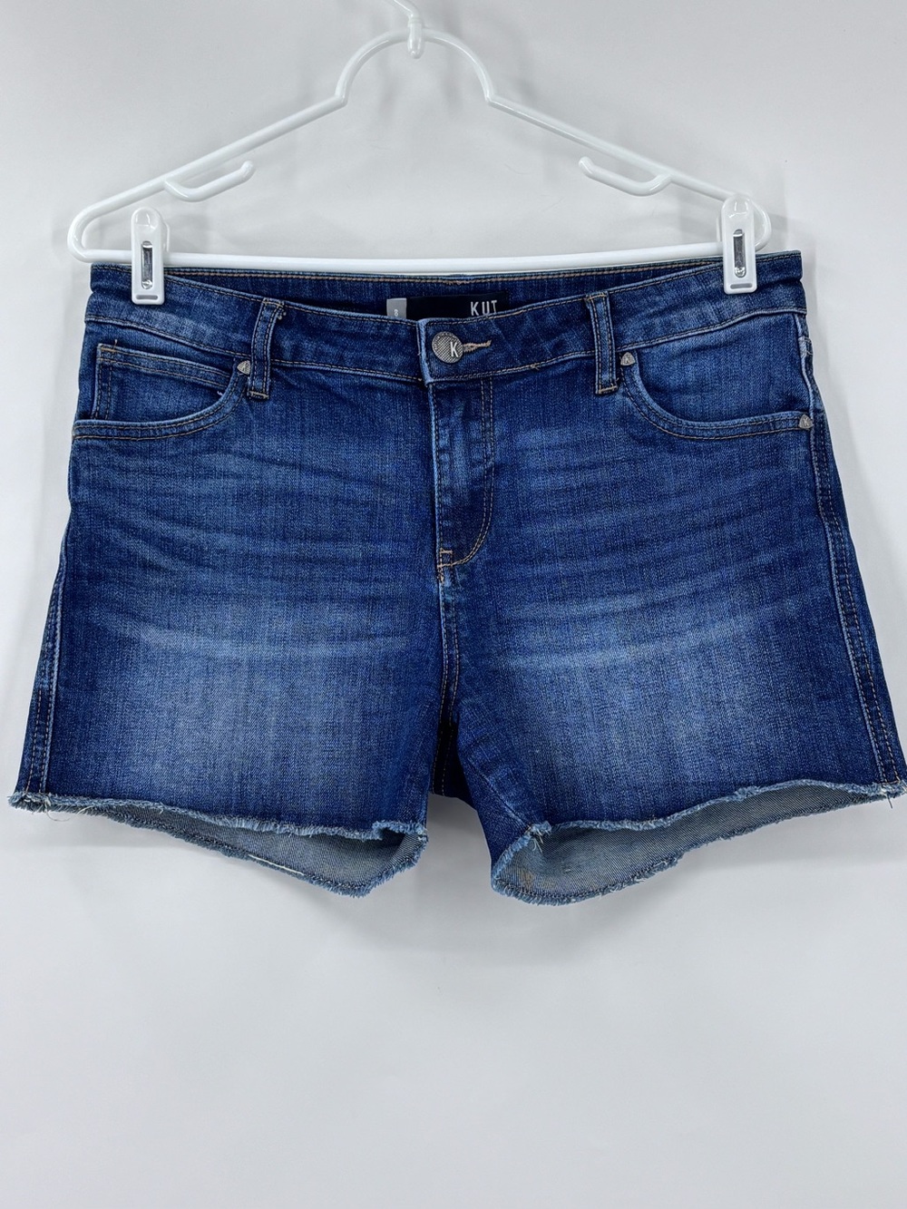 Kut from the Kloth Indigo Blue Frayed Hem Jean Shorts